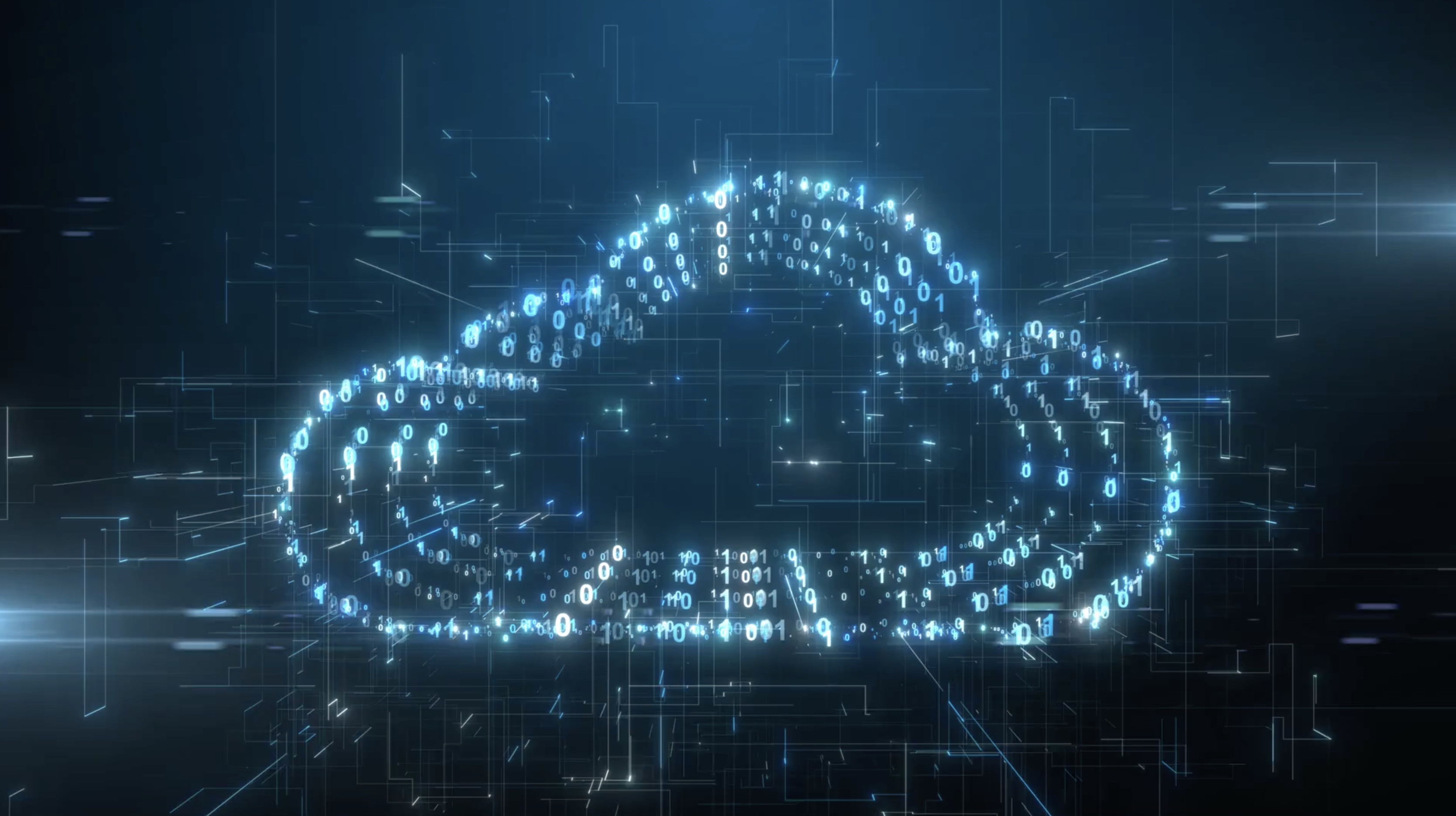 Graphic of a cloud made of binary numbers